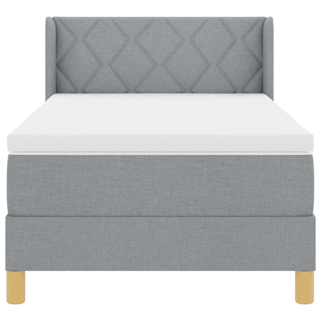 Boxspringbett mit Kopfteil Hellgrau 200 x 100 cm Stoff