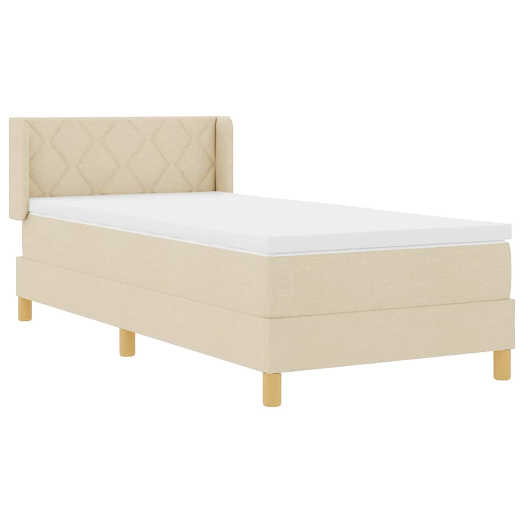 Boxspringbett mit Kopfteil Creme 200 x 100 cm Stoff