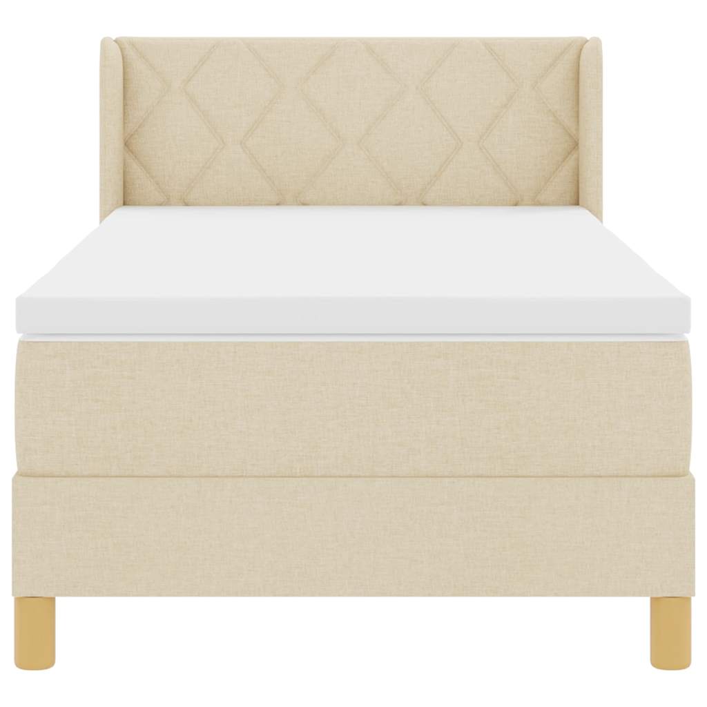 Boxspringbett mit Kopfteil Creme 200 x 100 cm Stoff