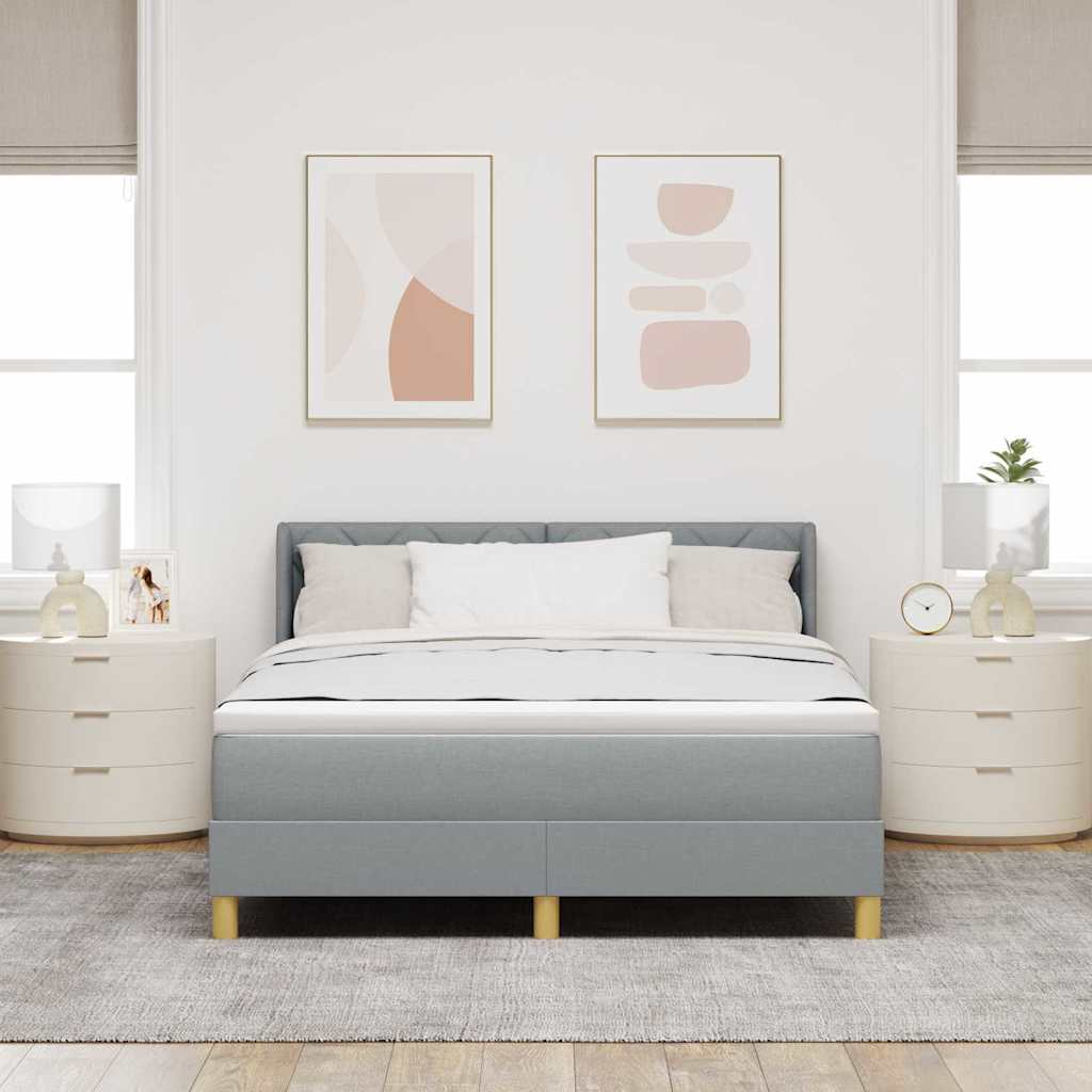 Boxspringbett mit Kopfteil Hellgrau 190 x 140 cm Stoff
