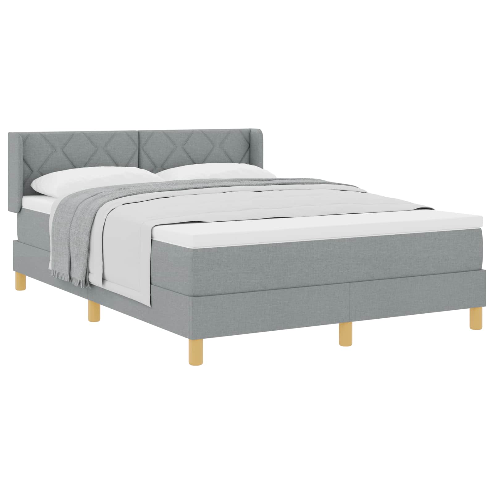 Boxspringbett mit Kopfteil Hellgrau 190 x 140 cm Stoff
