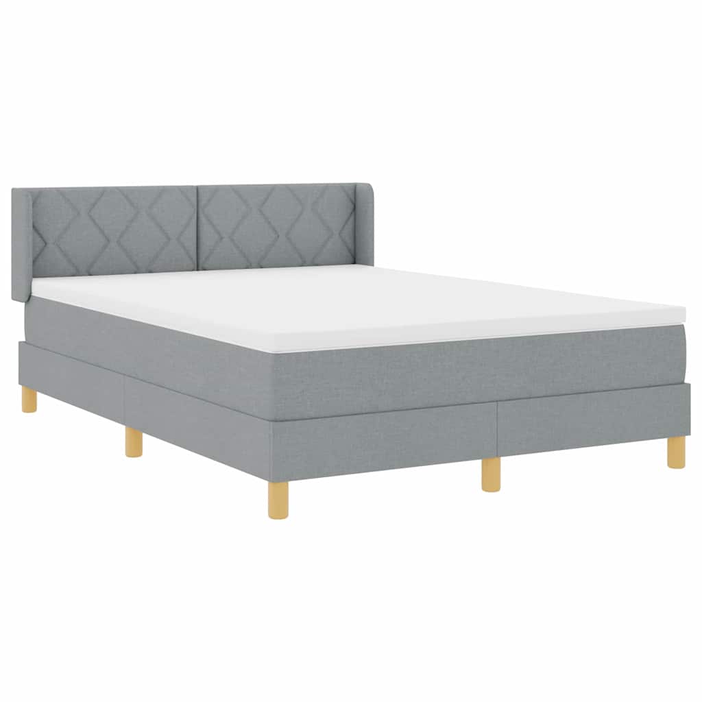 Boxspringbett mit Kopfteil Hellgrau 190 x 140 cm Stoff