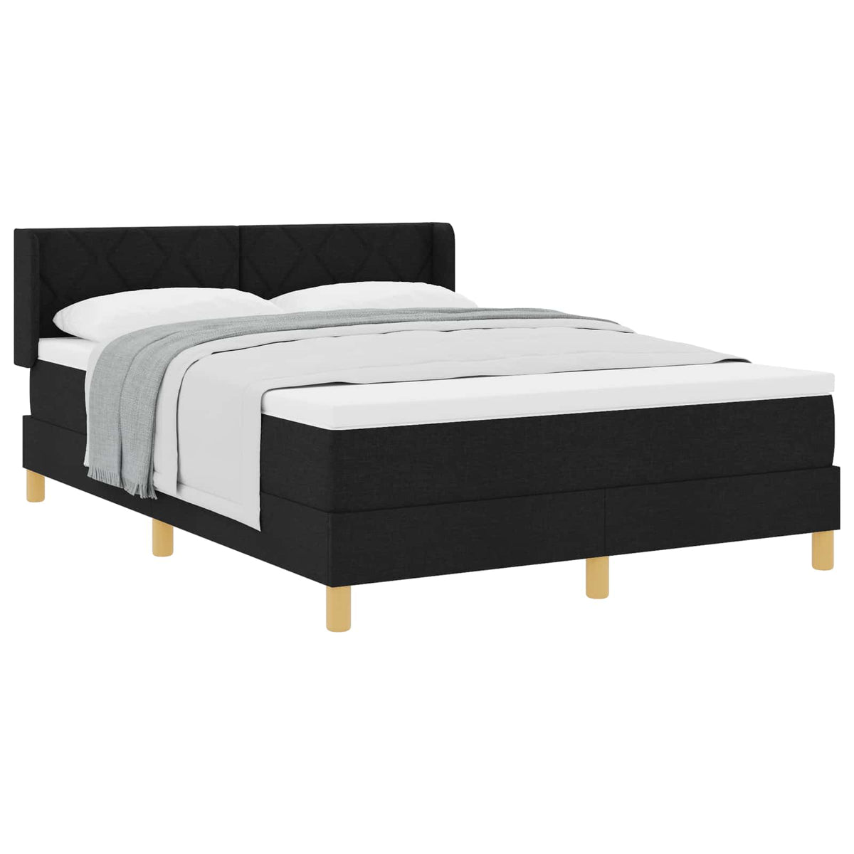 Boxspringbett mit Kopfteil Schwarz 190 x 140 cm Stoff