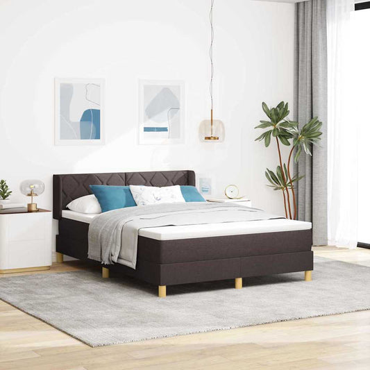Boxspringbett Dunkelbraun und Weiß 140 x 190 cm Stoff
