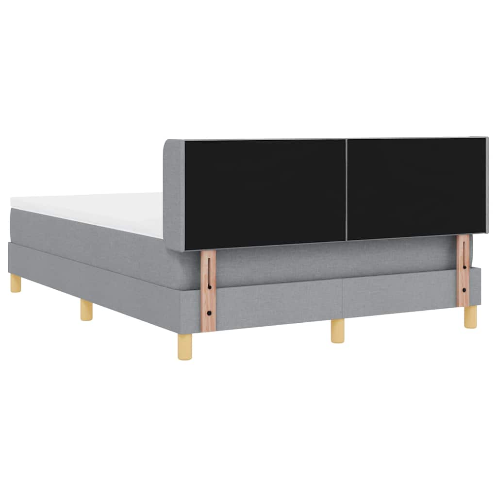 Boxspringbett mit Kopfteil Hellgrau 200 x 140 cm Stoff