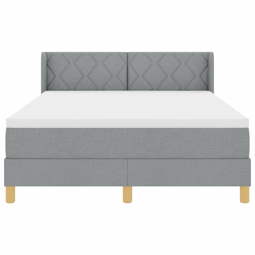 Boxspringbett mit Kopfteil Hellgrau 200 x 140 cm Stoff