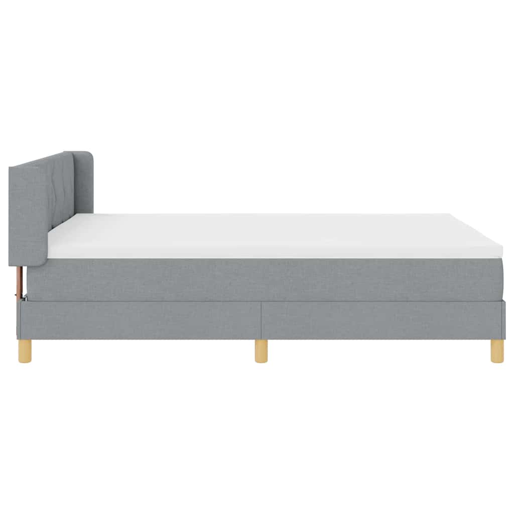 Boxspringbett mit Kopfteil Hellgrau 200 x 140 cm Stoff