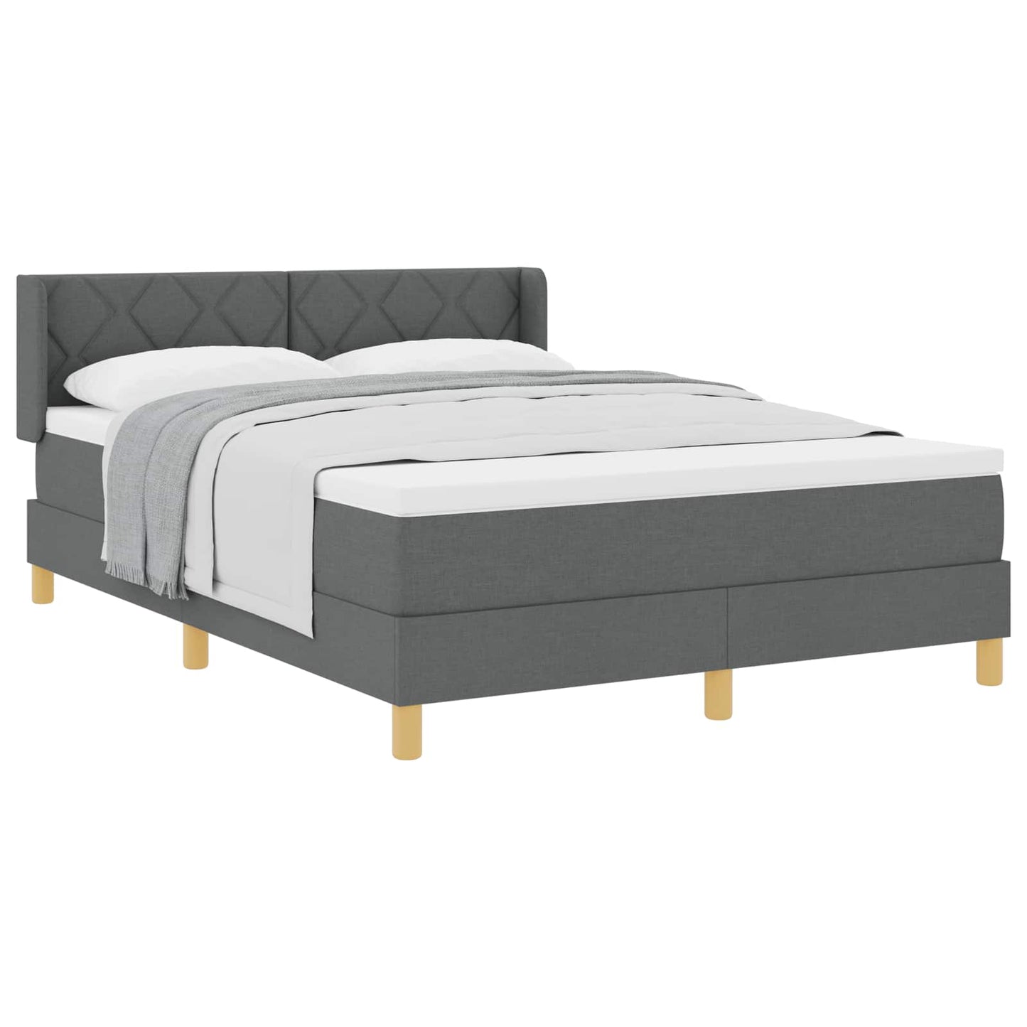 Boxspringbett mit Kopfteil Dunkelgrau 200 x 140 cm Stoff