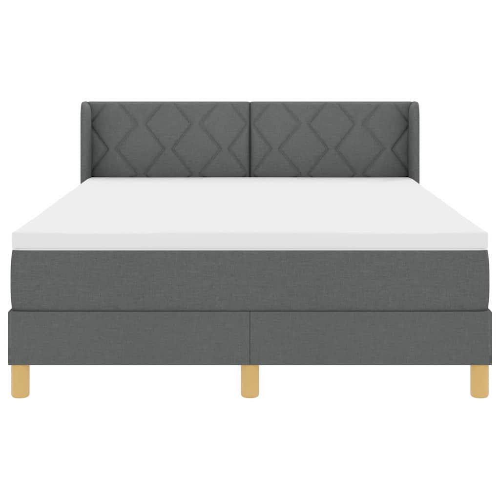 Boxspringbett mit Kopfteil Dunkelgrau 200 x 140 cm Stoff