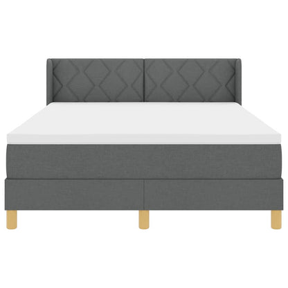 Boxspringbett mit Kopfteil Dunkelgrau 200 x 140 cm Stoff