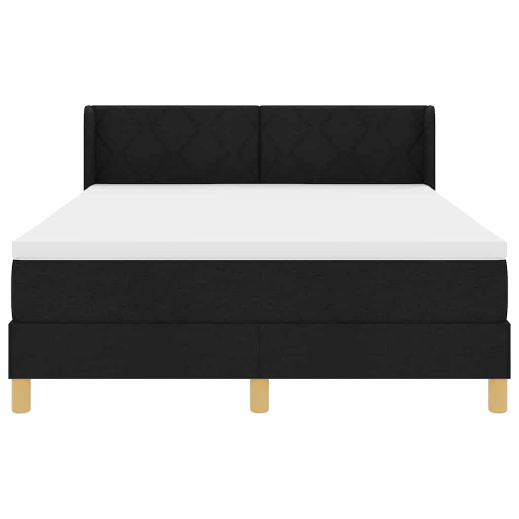 Boxspringbett mit Kopfteil Schwarz 200 x 140 cm Stoff