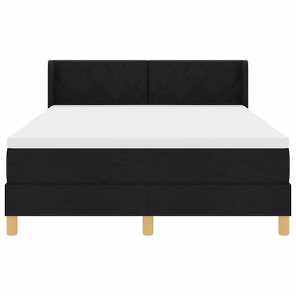 Boxspringbett mit Kopfteil Schwarz 200 x 140 cm Stoff