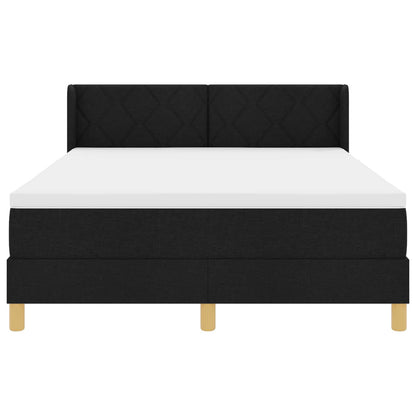Boxspringbett mit Kopfteil Schwarz 200 x 160 cm Stoff