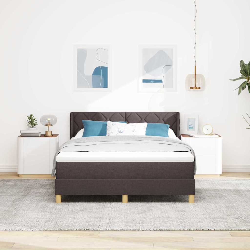 Boxspringbett Dunkelbraun und Weiß 160 x 200 cm Stoff