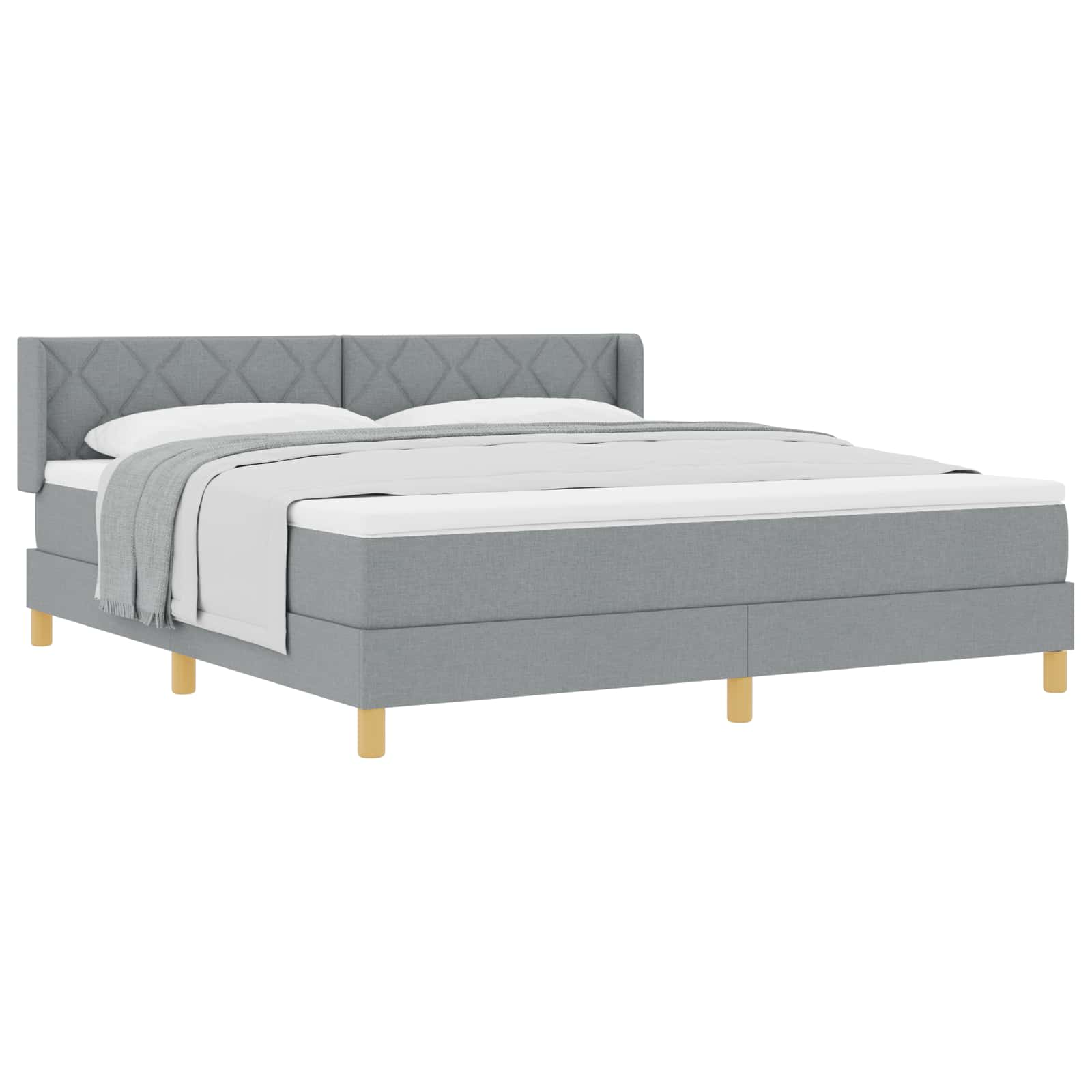 Boxspringbett mit Kopfteil Hellgrau 200 x 180 cm Stoff