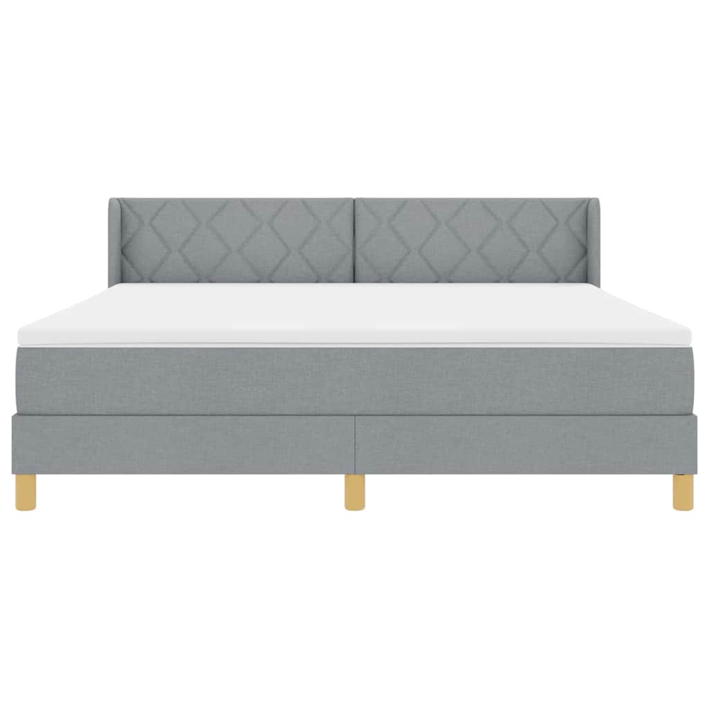 Boxspringbett mit Kopfteil Hellgrau 200 x 180 cm Stoff