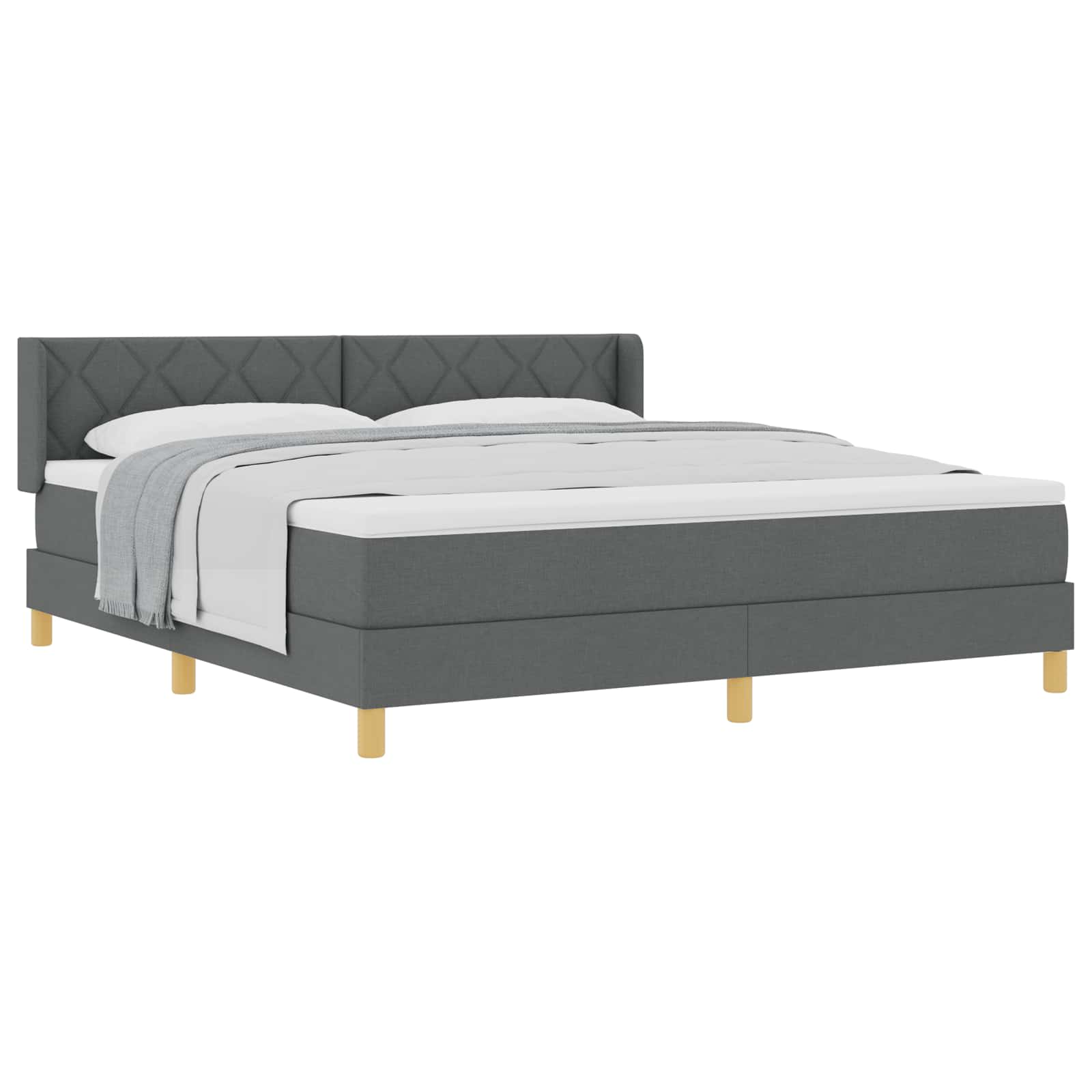 Boxspringbett mit Kopfteil Dunkelgrau 200 x 180 cm Stoff