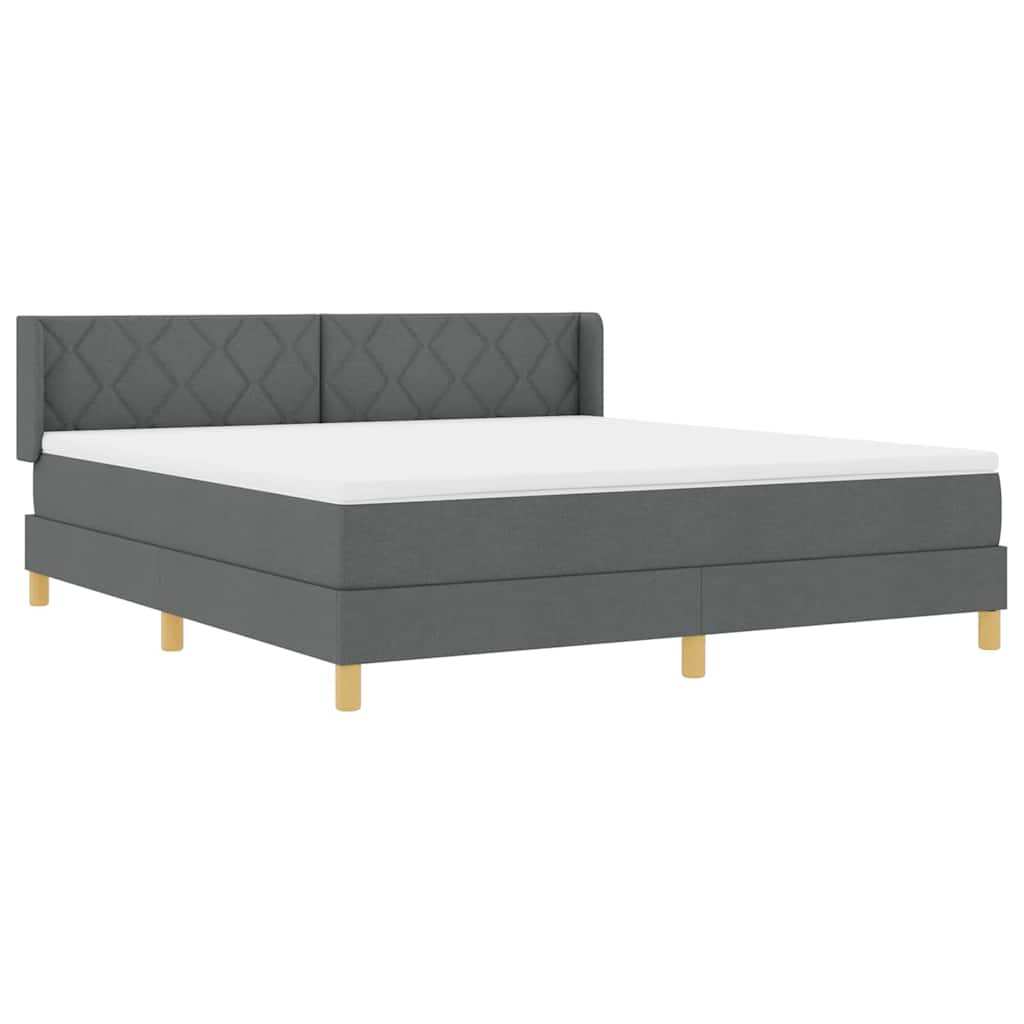 Boxspringbett mit Kopfteil Dunkelgrau 200 x 180 cm Stoff