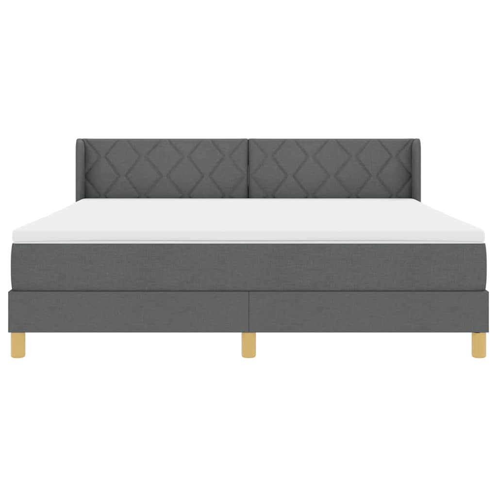 Boxspringbett mit Kopfteil Dunkelgrau 200 x 180 cm Stoff