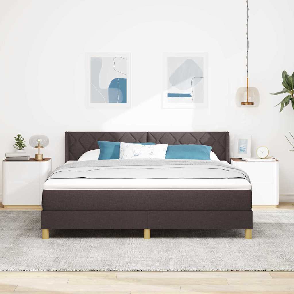 Boxspringbett Dunkelbraun und Weiß 180 x 200 cm Polyester