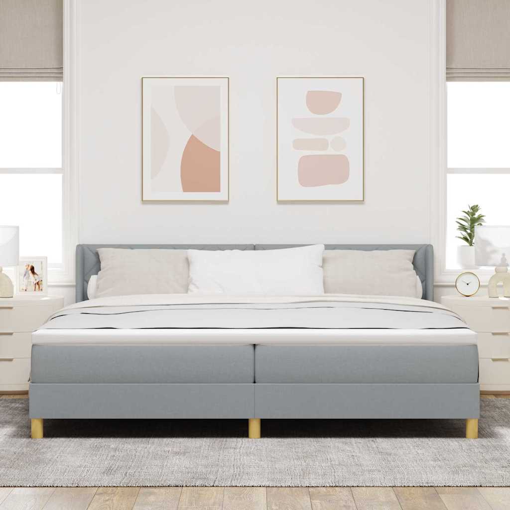 Boxspringbett mit Kopfteil Hellgrau 200 x 200 cm Stoff