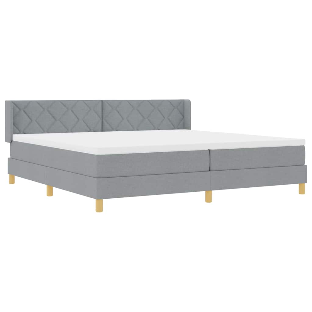 Boxspringbett mit Kopfteil Hellgrau 200 x 200 cm Stoff