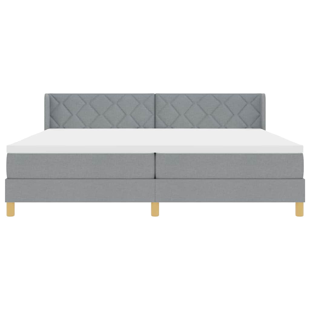 Boxspringbett mit Kopfteil Hellgrau 200 x 200 cm Stoff