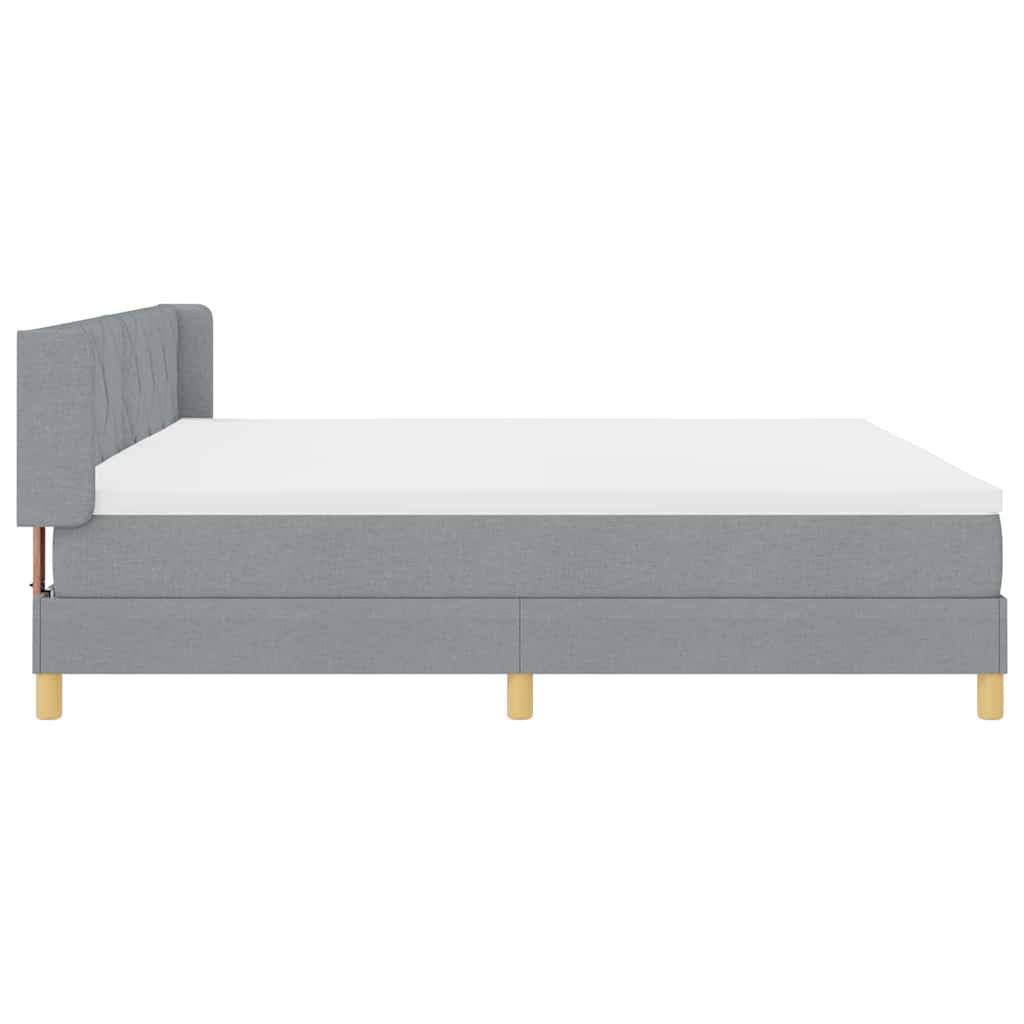 Boxspringbett mit Kopfteil Hellgrau 200 x 200 cm Stoff
