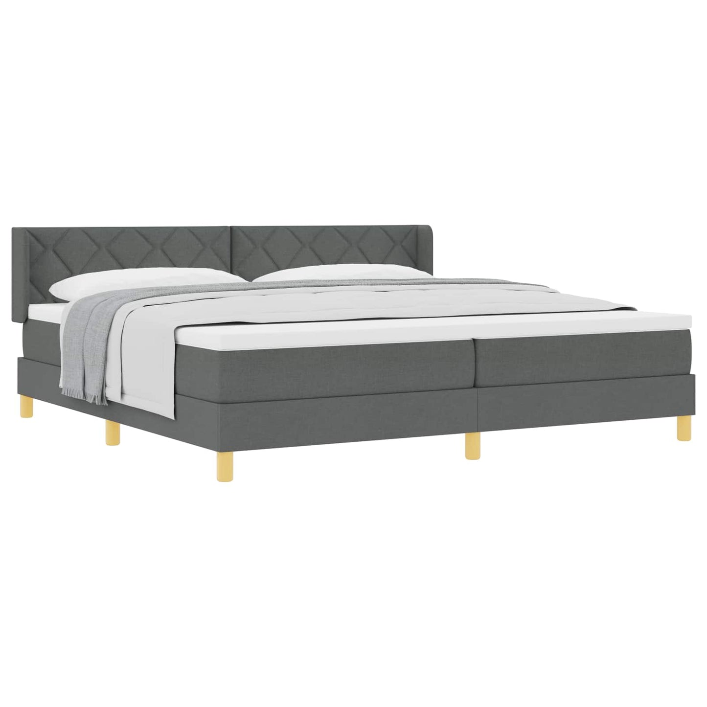 Boxspringbett mit Kopfteil Dunkelgrau 200 x 200 cm Stoff