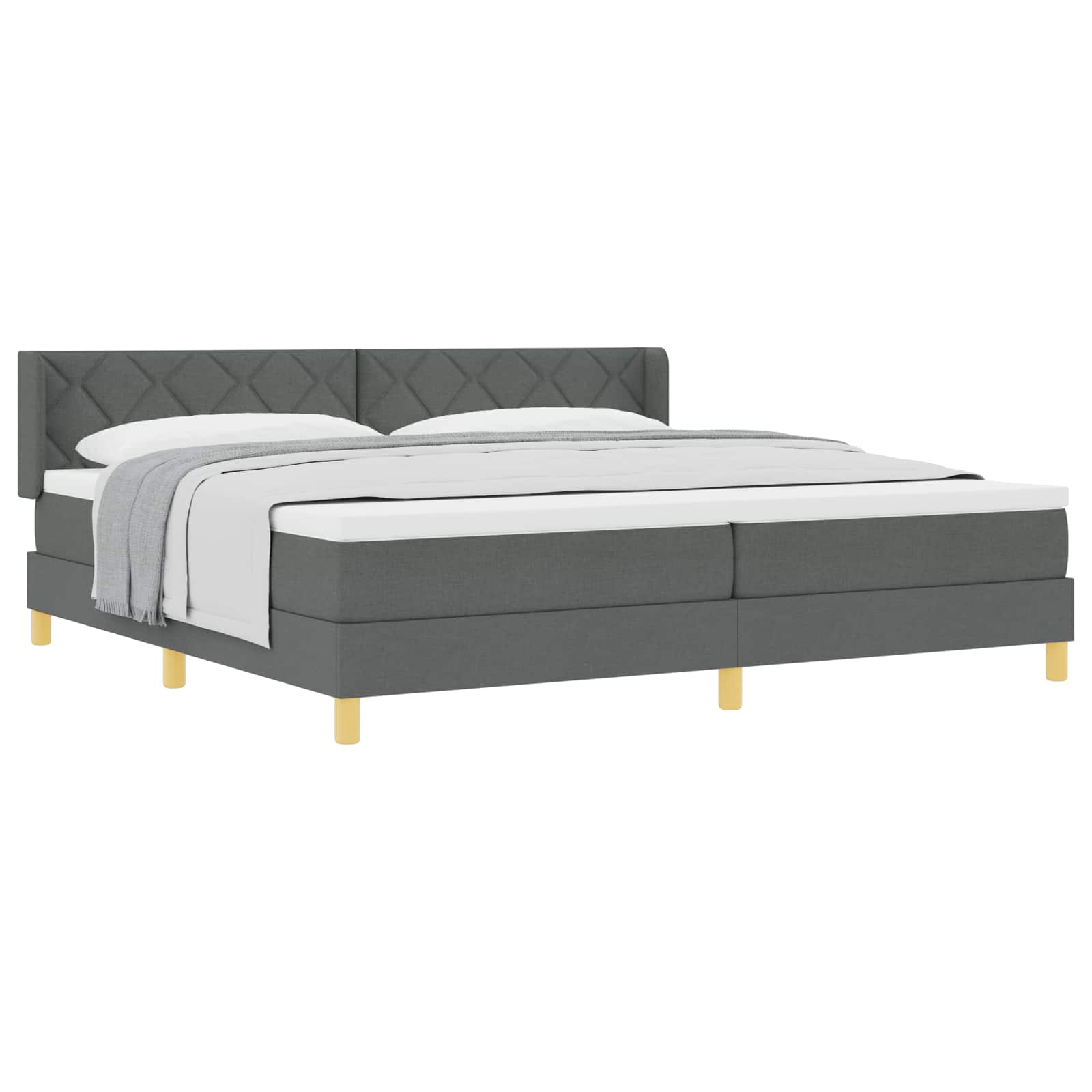 Boxspringbett mit Kopfteil Dunkelgrau 200 x 200 cm Stoff