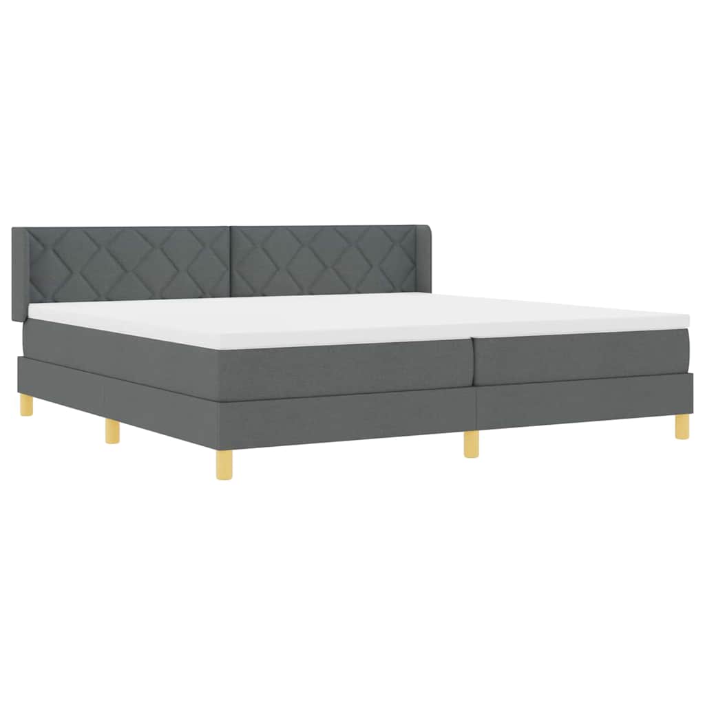 Boxspringbett mit Kopfteil Dunkelgrau 200 x 200 cm Stoff