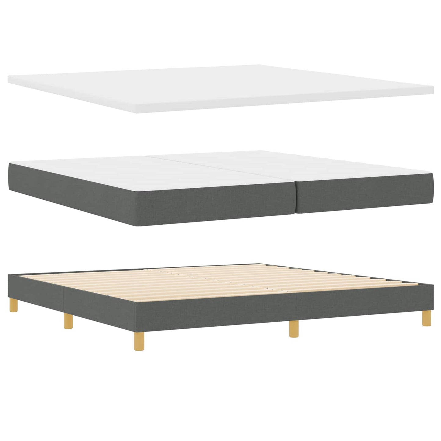 Boxspringbett mit Kopfteil Dunkelgrau 200 x 200 cm Stoff