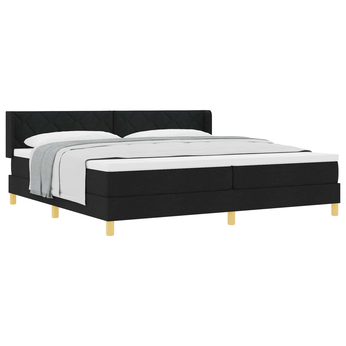 Boxspringbett mit Kopfteil Schwarz 200 x 200 cm Stoff