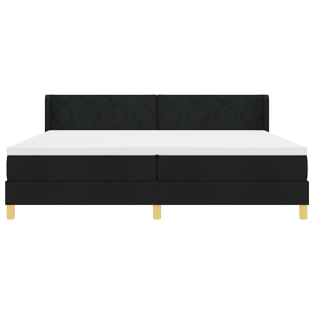 Boxspringbett mit Kopfteil Schwarz 200 x 200 cm Stoff