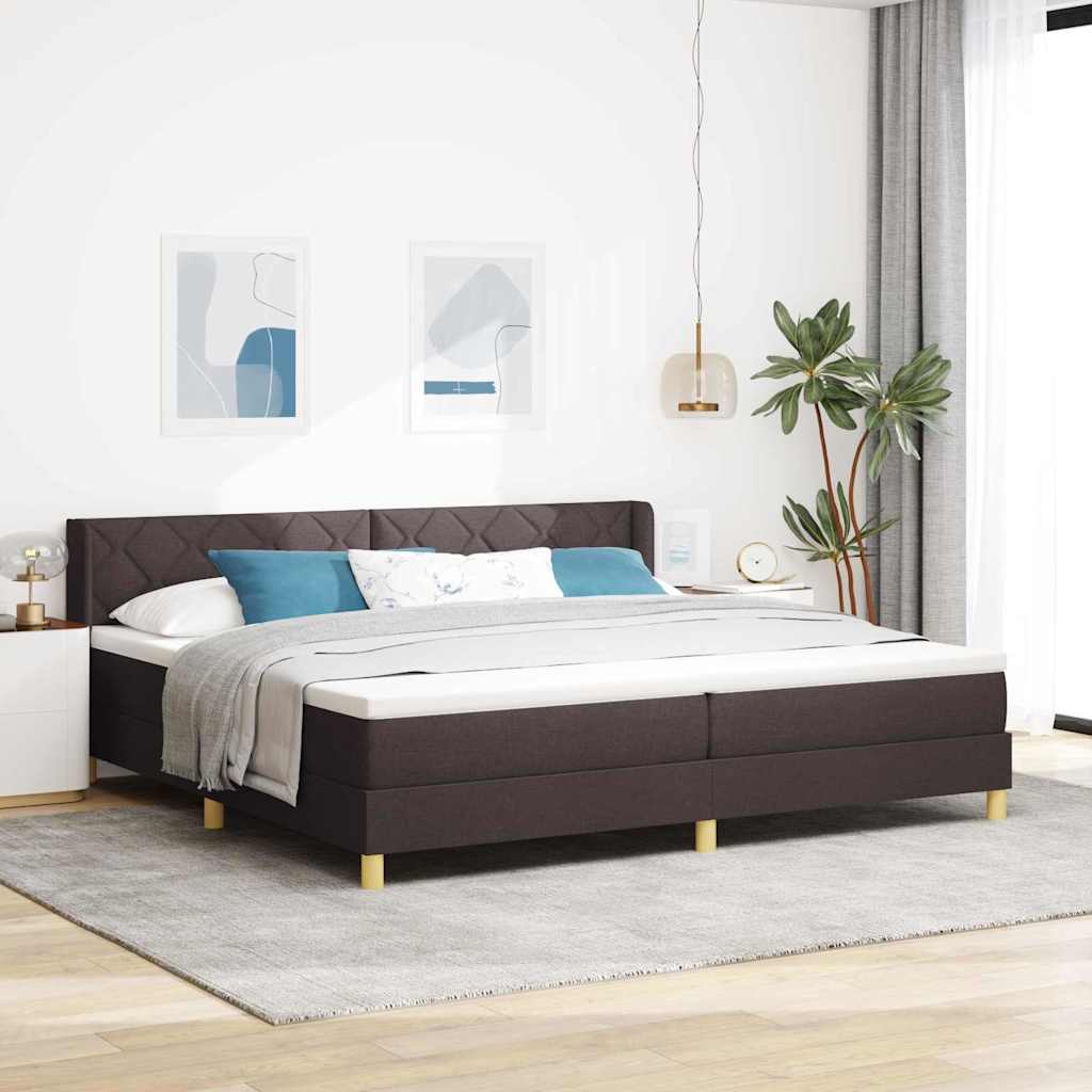Boxspringbett Dunkelbraun und Weiß 200 x 200 cm Stoff