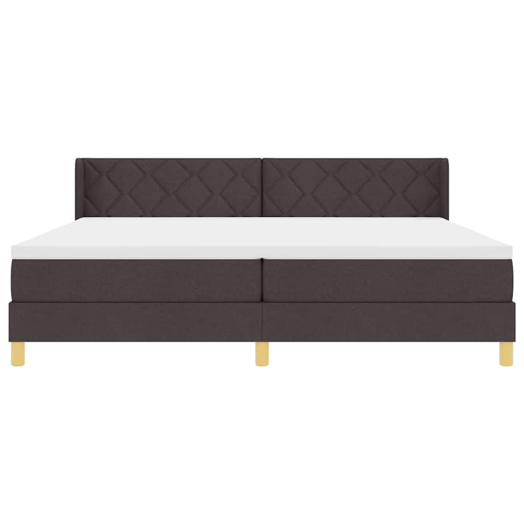 Boxspringbett Dunkelbraun und Weiß 200 x 200 cm Stoff