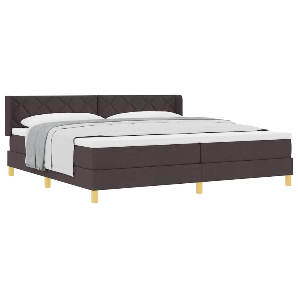 Boxspringbett Dunkelbraun und Weiß 200 x 200 cm Stoff