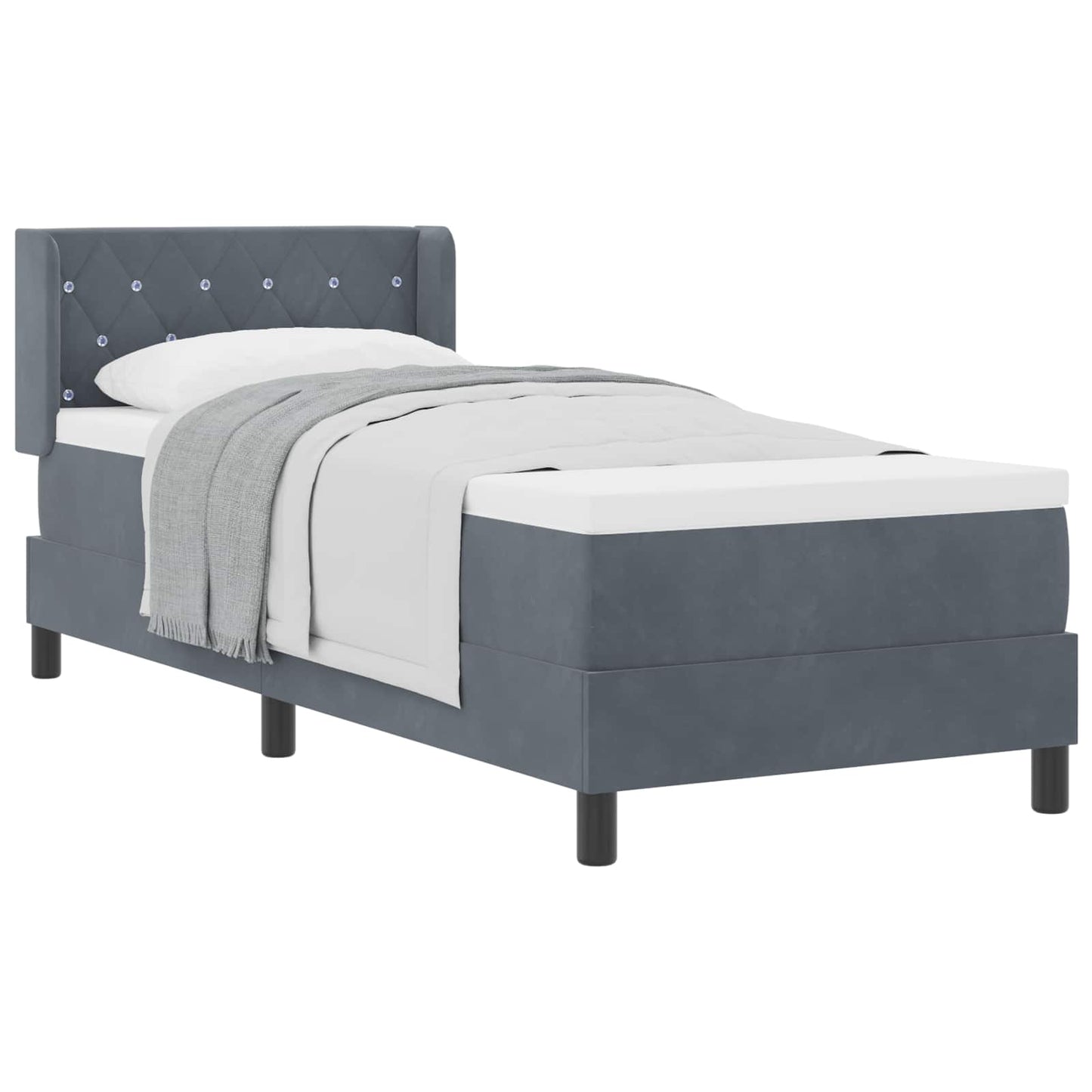 Boxspringbett mit Kopfteil Dunkelgrau 200 x 80 cm Samt