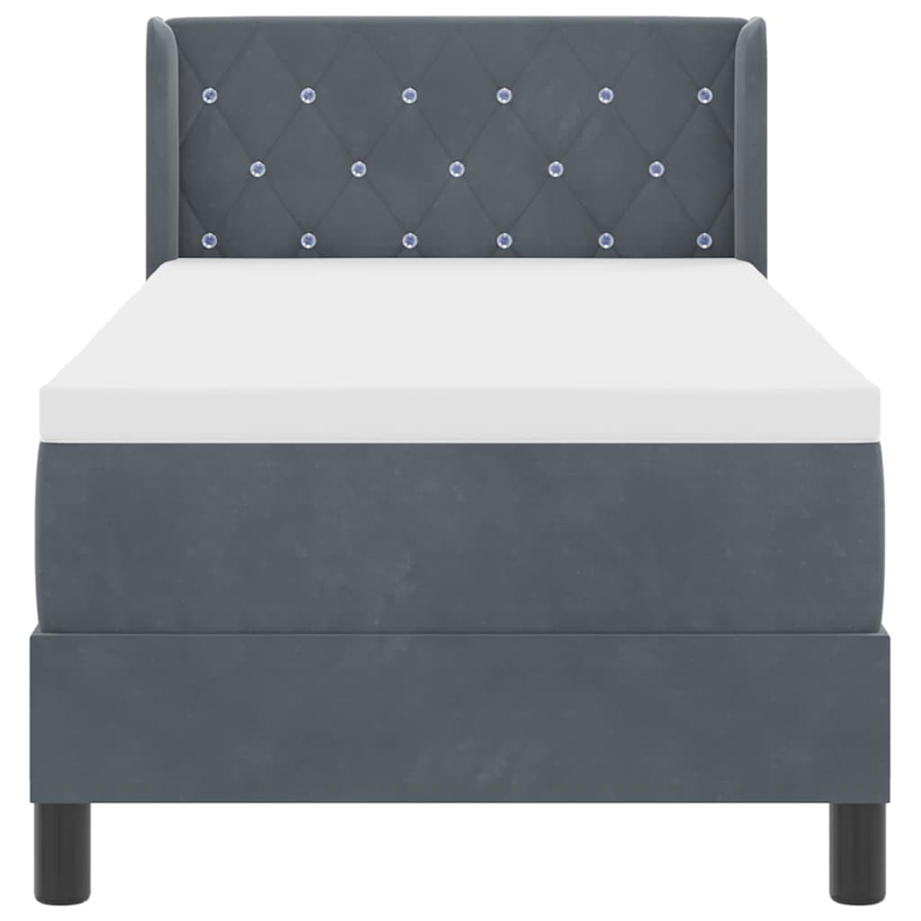 Boxspringbett mit Kopfteil Dunkelgrau 200 x 80 cm Samt