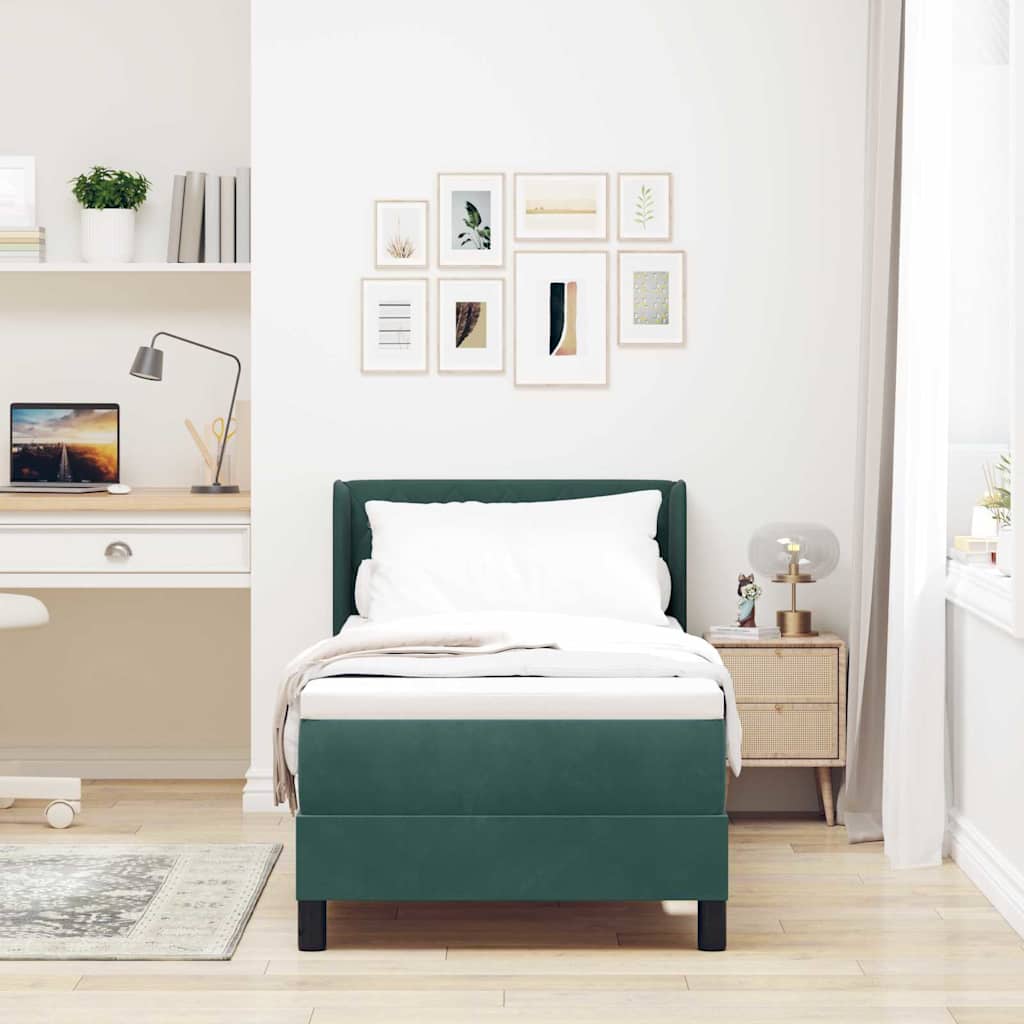 Boxspringbett mit Matratze Schwarz 100x200 cm Velvet Dunkelgrün