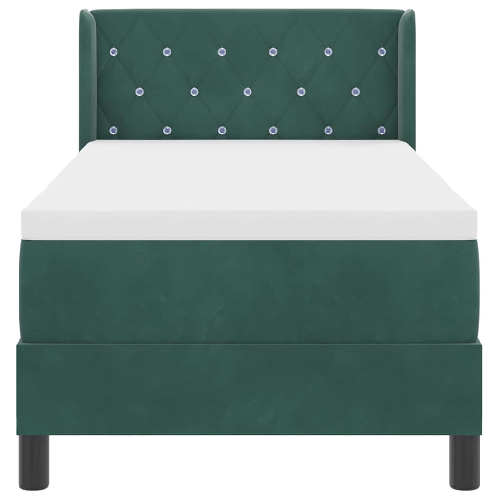 Boxspringbett mit Matratze Schwarz 100x200 cm Velvet Dunkelgrün
