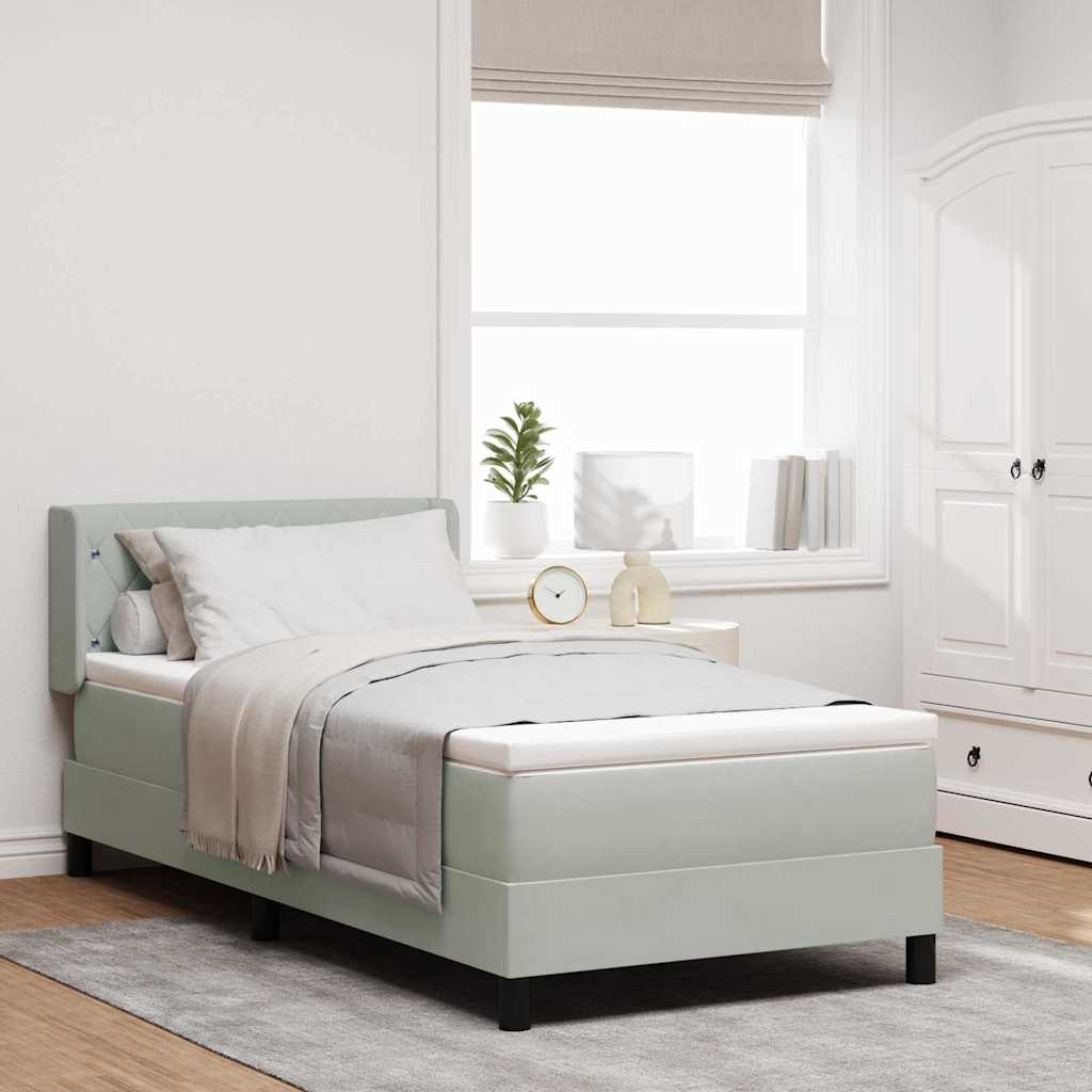 Boxspringbett mit Kopfteil Hellgrau 190 x 90 cm Samt