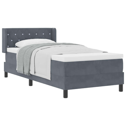 Boxspringbett mit Kopfteil Dunkelgrau 190 x 90 cm Samt