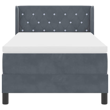 Boxspringbett mit Kopfteil Dunkelgrau 190 x 90 cm Samt