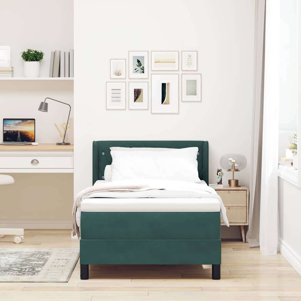 Boxspringbett mit Kopfteil Dunkelgrün 190 x 90 cm Samt