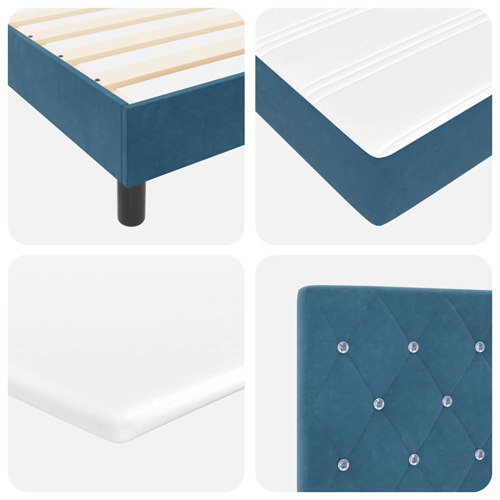 Boxspringbett mit Matratze Schwarz 100x200 cm Velvet Dunkelblau
