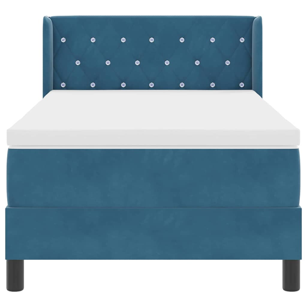 Boxspringbett mit Matratze Schwarz 100x200 cm Velvet Dunkelblau