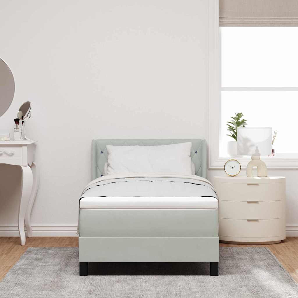 Boxspringbett mit Kopfteil Hellgrau 200 x 90 cm Samt