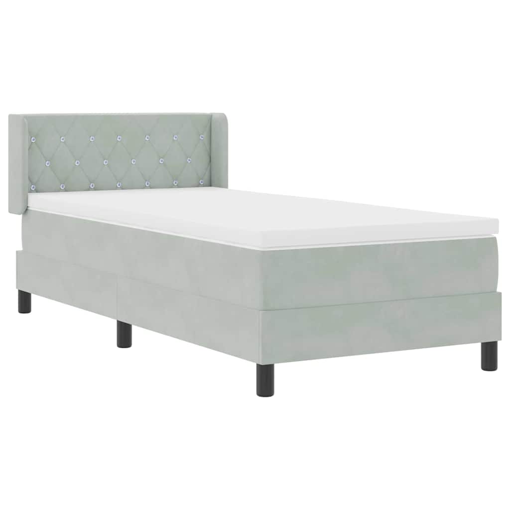 Boxspringbett mit Kopfteil Hellgrau 200 x 90 cm Samt