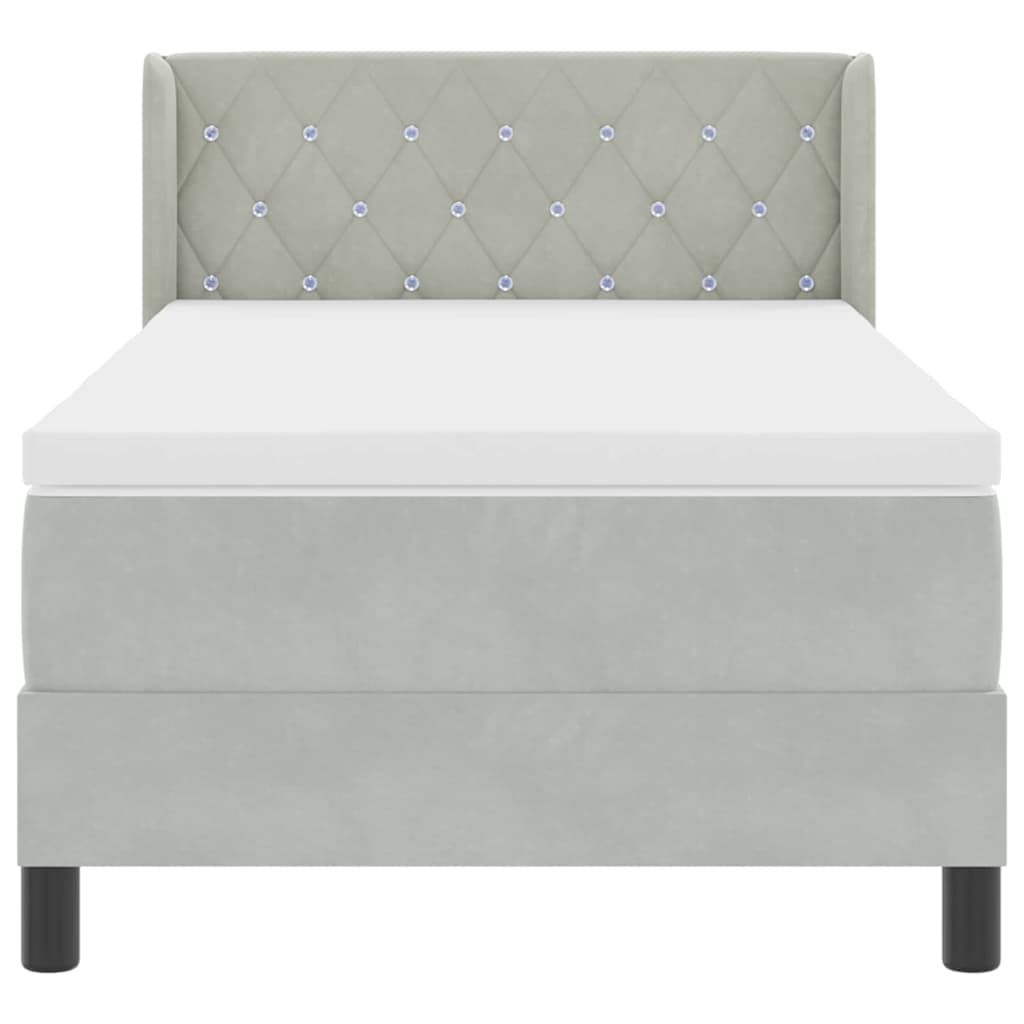 Boxspringbett mit Kopfteil Hellgrau 200 x 90 cm Samt